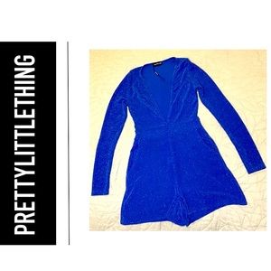 NEW PrettyLittleThing Royal Blue Sparkly Romper